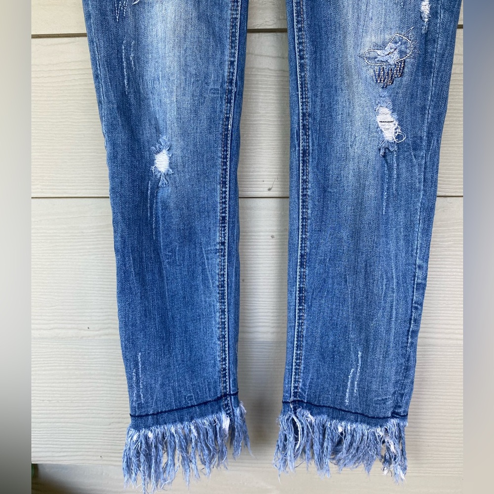 Grace in LA ~ Distressed Skinny Jeans with Frayed Hems, Size 27 - Picture 3 of 10